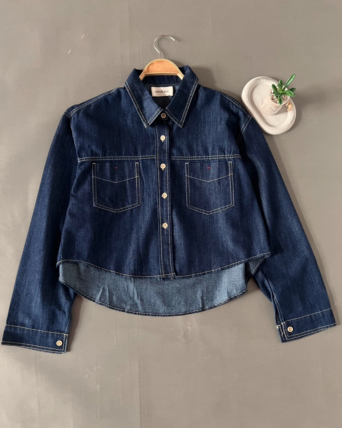 Quezia Denim Shirt Dark Blue