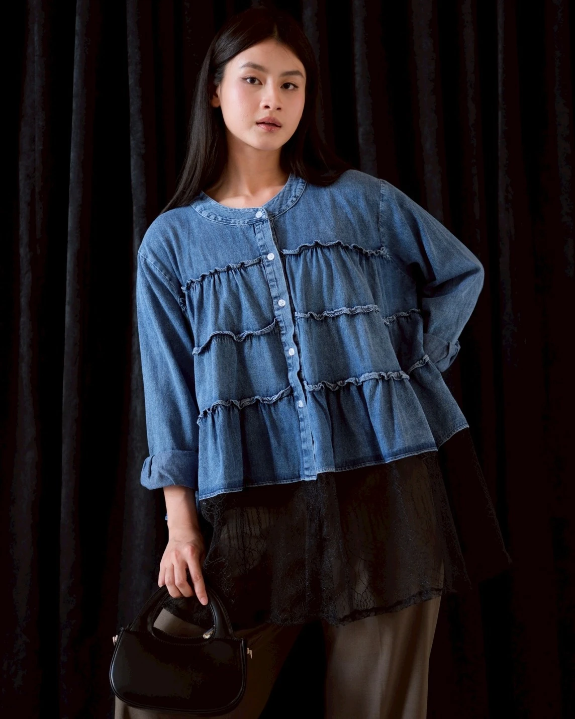 Ivayla Denim Shirt Acid-Black