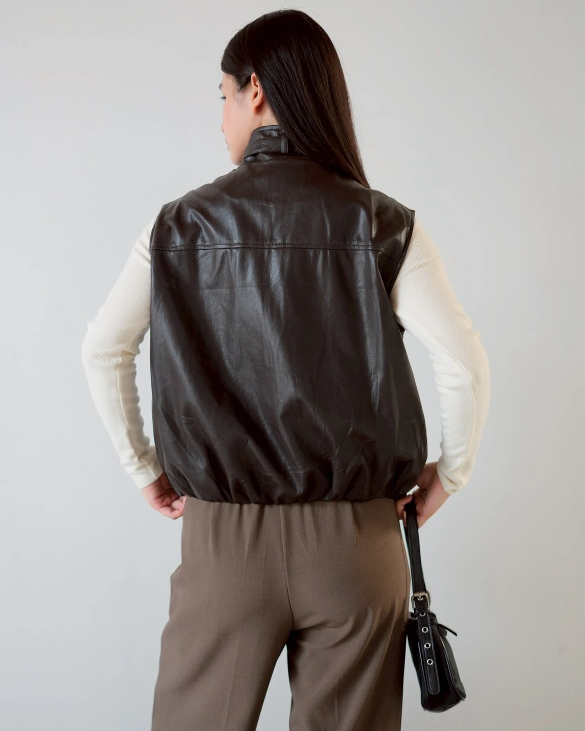 Xelina Leather Vest Coffee - Image 3