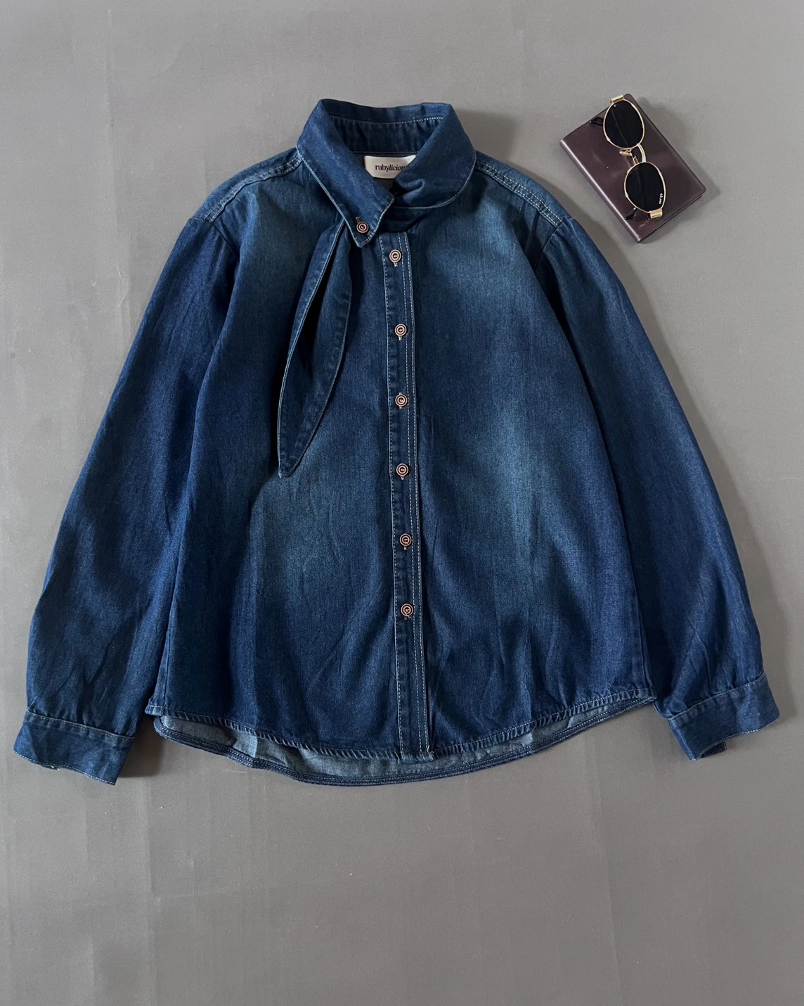 Canela Denim Shirt Kode 198M Dark Blue