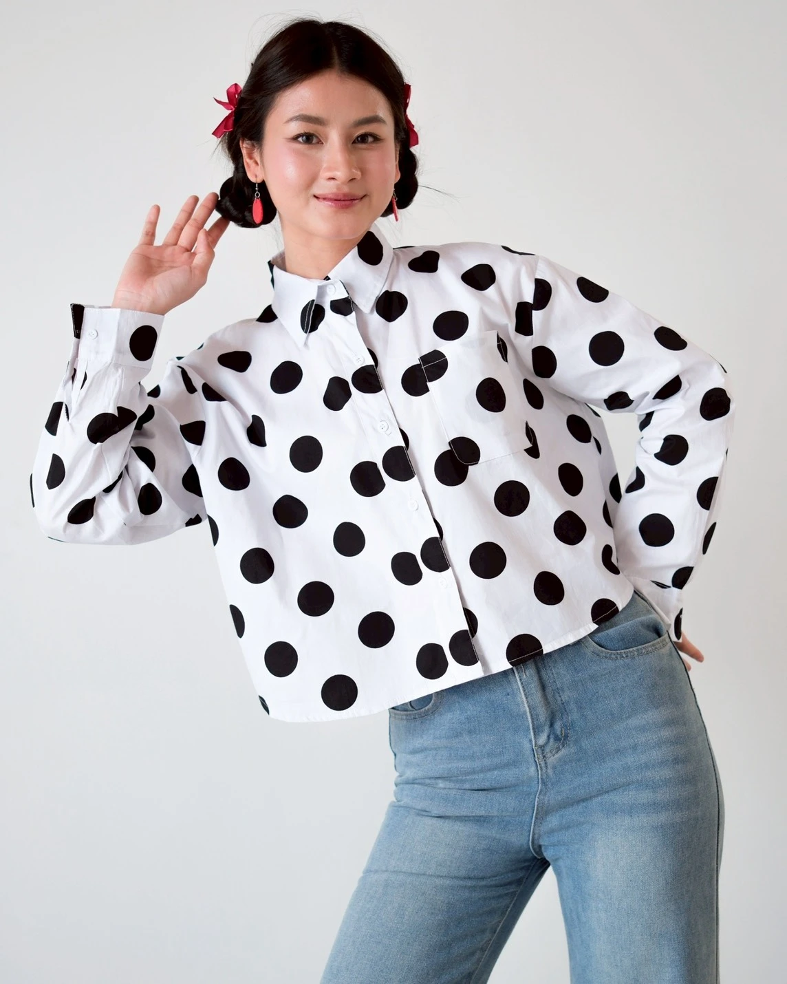 Cavera Polka Shirt Kode 2125 Broken White