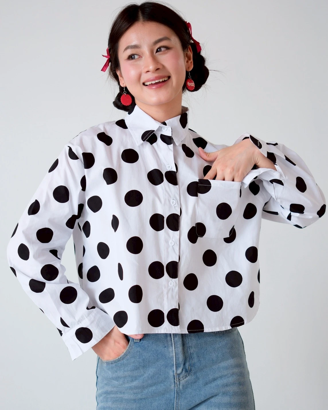 Cavera Polka Shirt Kode 2125 Broken White - Image 3