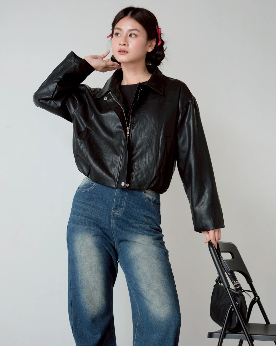 Alternative view of Celiora Leather Jacket Kode 8662 Black
