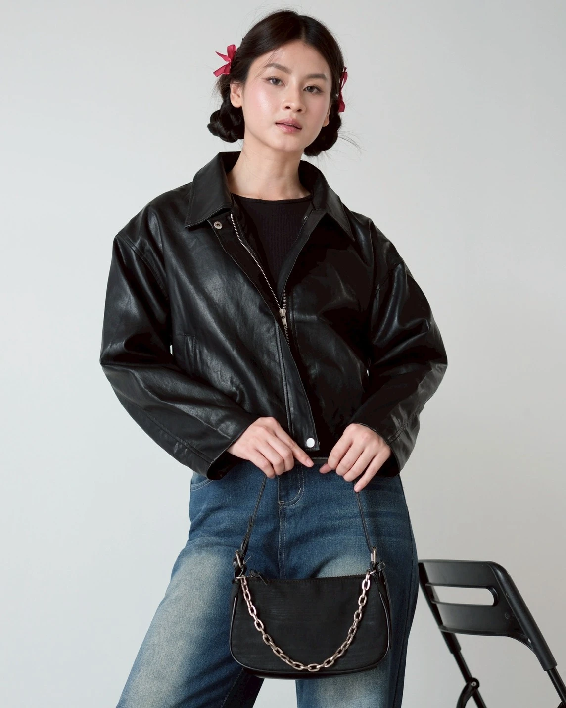 Celiora Leather Jacket Kode 8662 Black