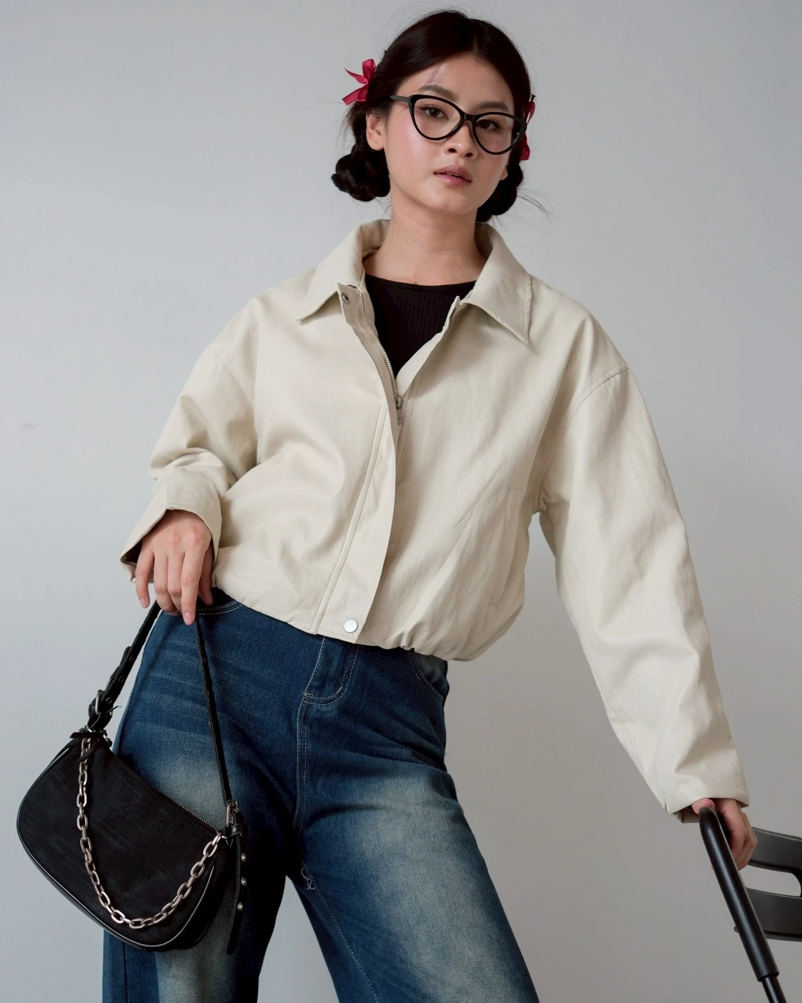 Celiora Leather Jacket Kode 8662 Beige