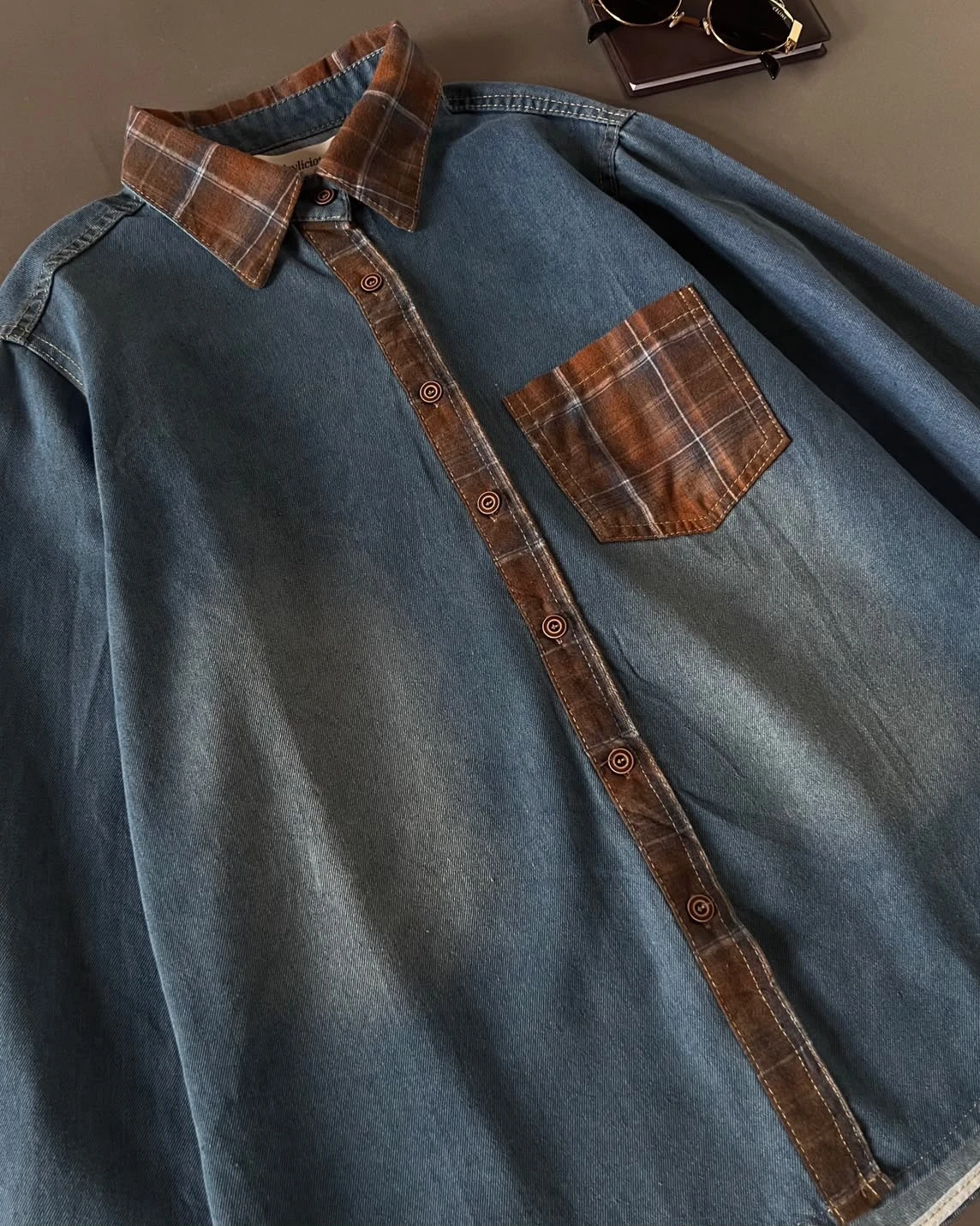 Evrina Denim Shirt Kode 197M Medium Blue - Image 3