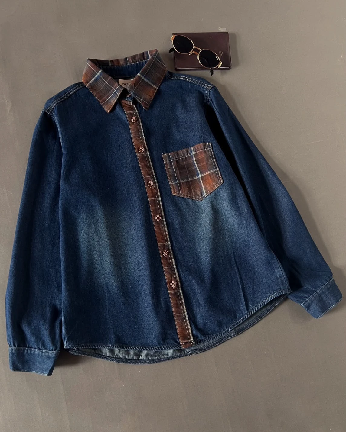 Evrina Denim Shirt Kode 197M Dark Blue