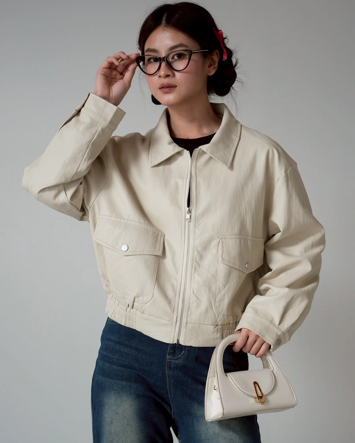 Alternative view of Gisya Leather Jacket Kode 8660 Beige