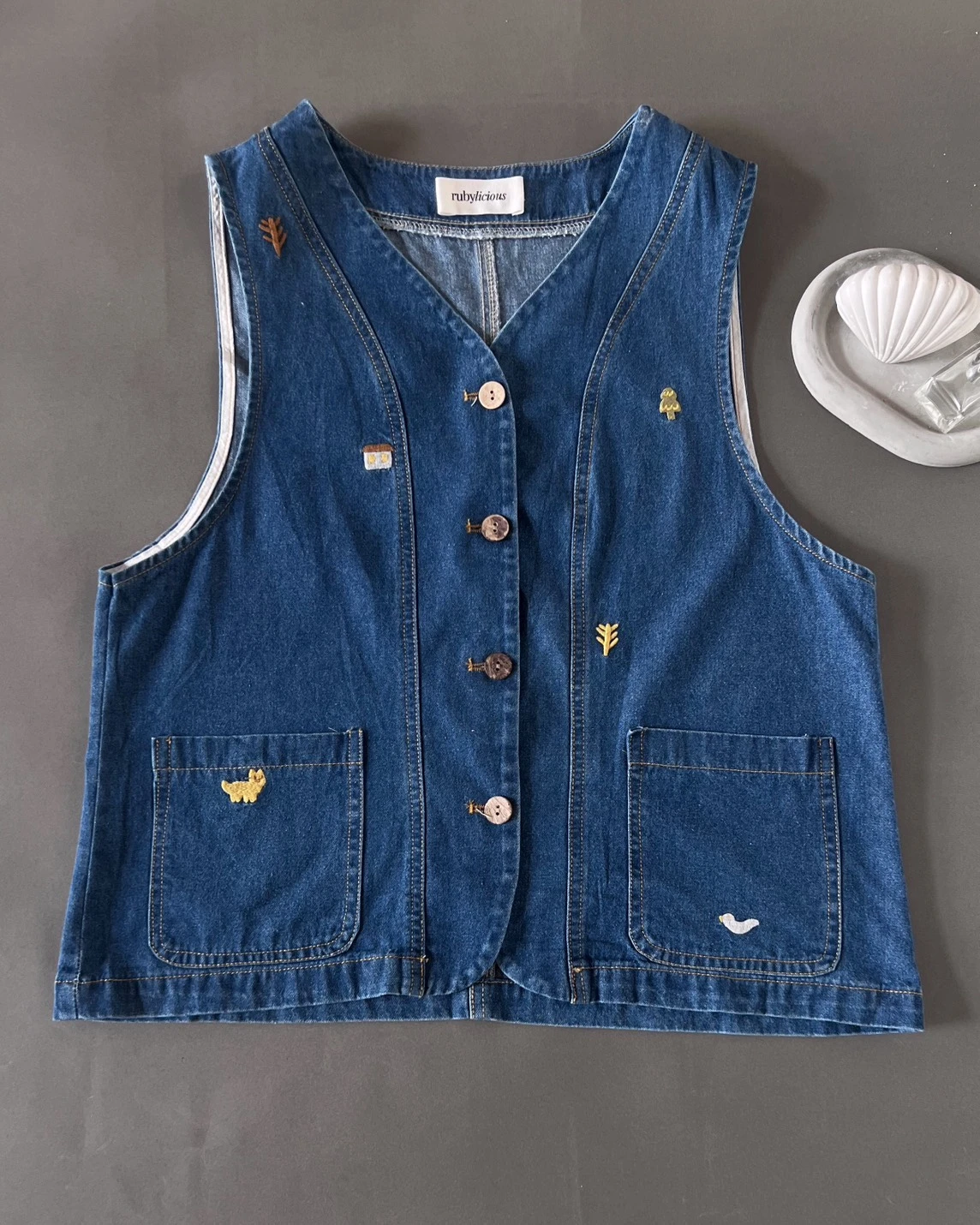 Heliora Denim Vest Dark Blue - Image 2