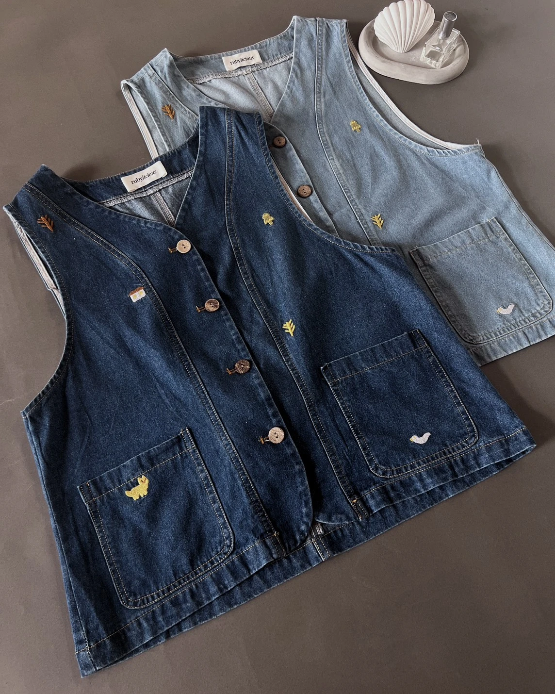 Heliora Denim Vest Dark Blue - Image 3