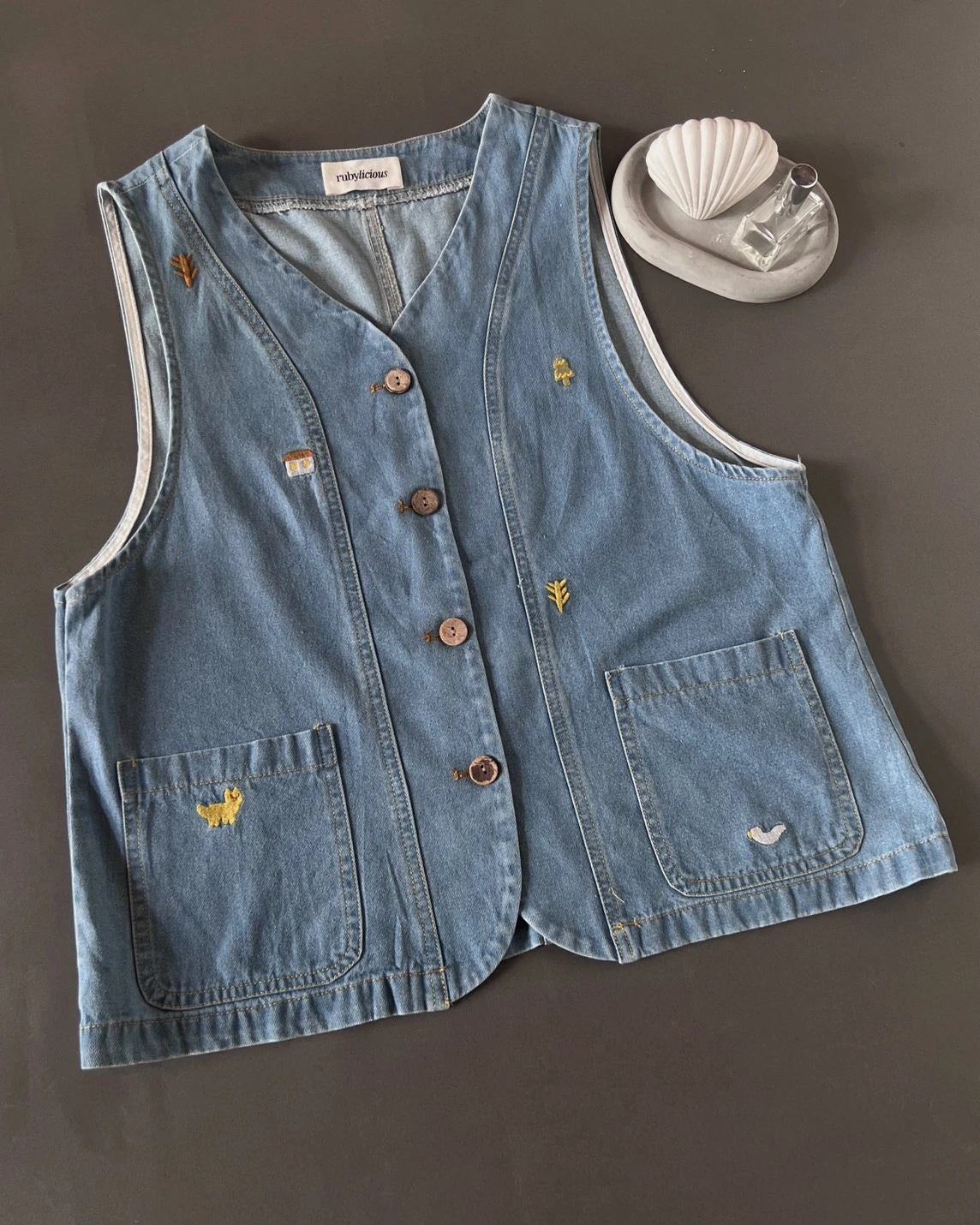 Heliora Denim Vest Light Blue