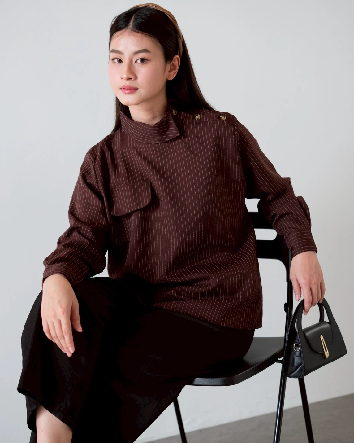 Alternative view of Iravia Stripe Blouse Kode 26325 Coffee