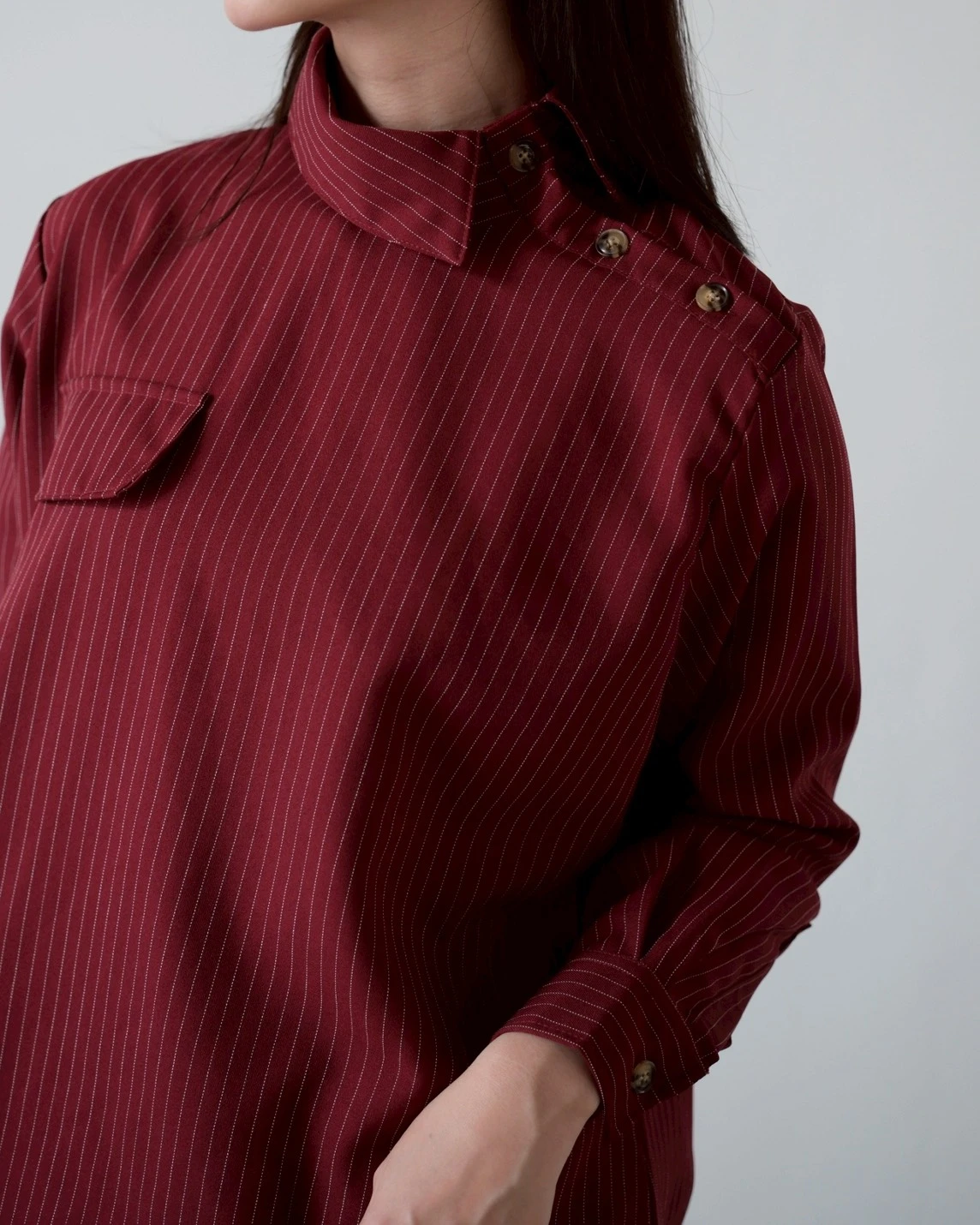 Alternative view of Iravia Stripe Blouse Kode 26325 Maroon