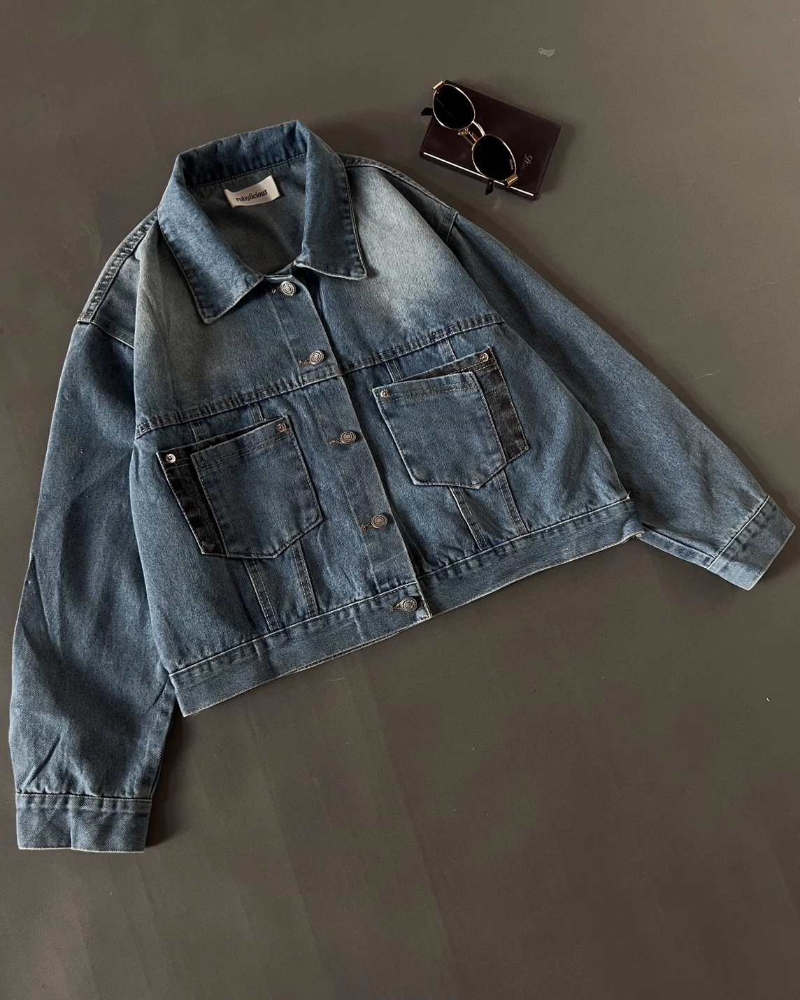 Jelka Denim Jacket Kode 194M Medium Blue-Black