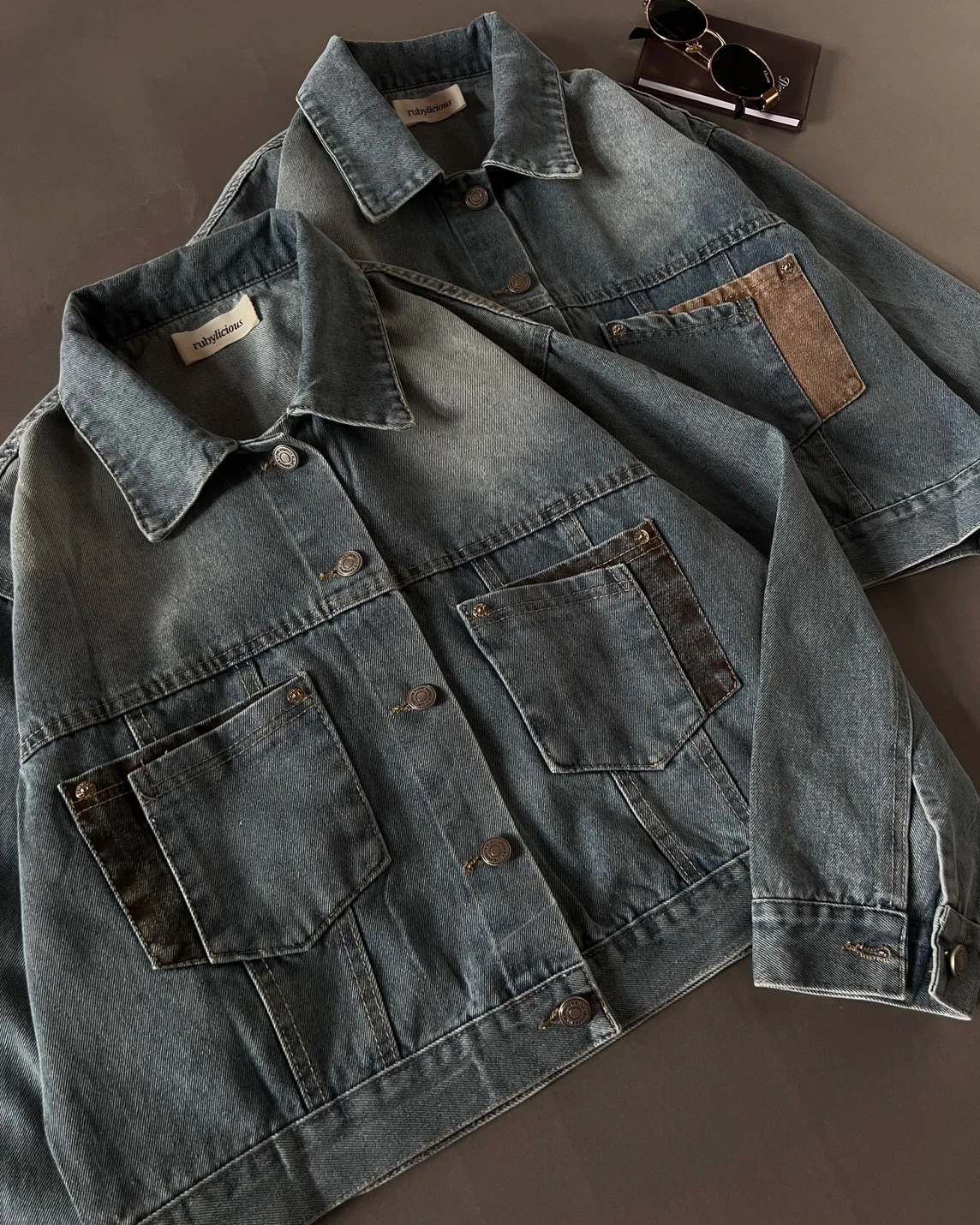 Jelka Denim Jacket Kode 194M Medium Blue-Black - Image 3