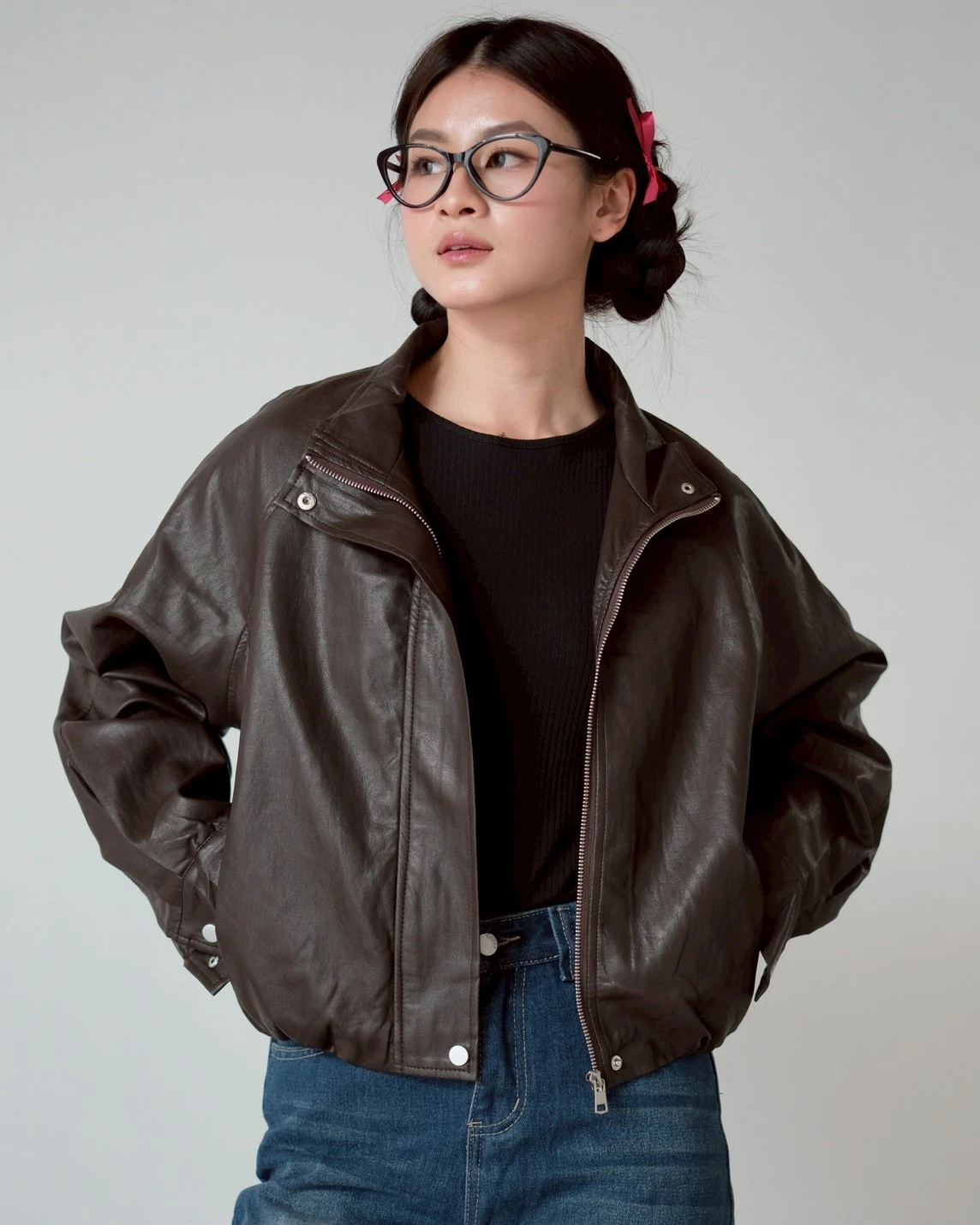 Jovelia Leather Jacket Kode 8680 Coffee