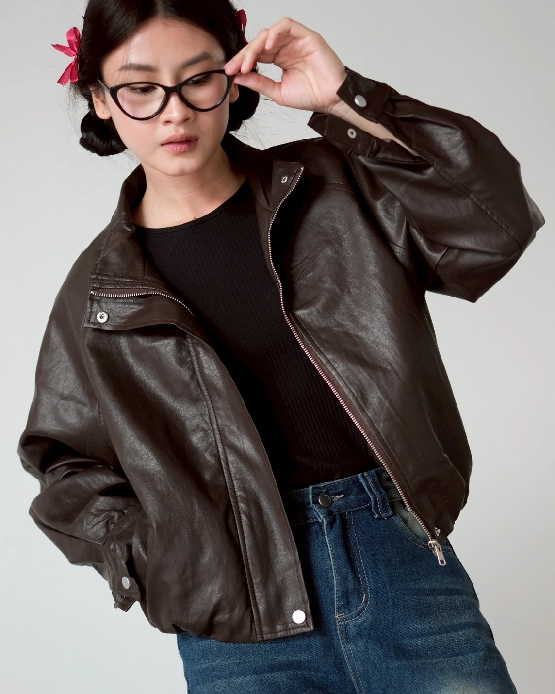Jovelia Leather Jacket Kode 8680 Coffee - Image 3