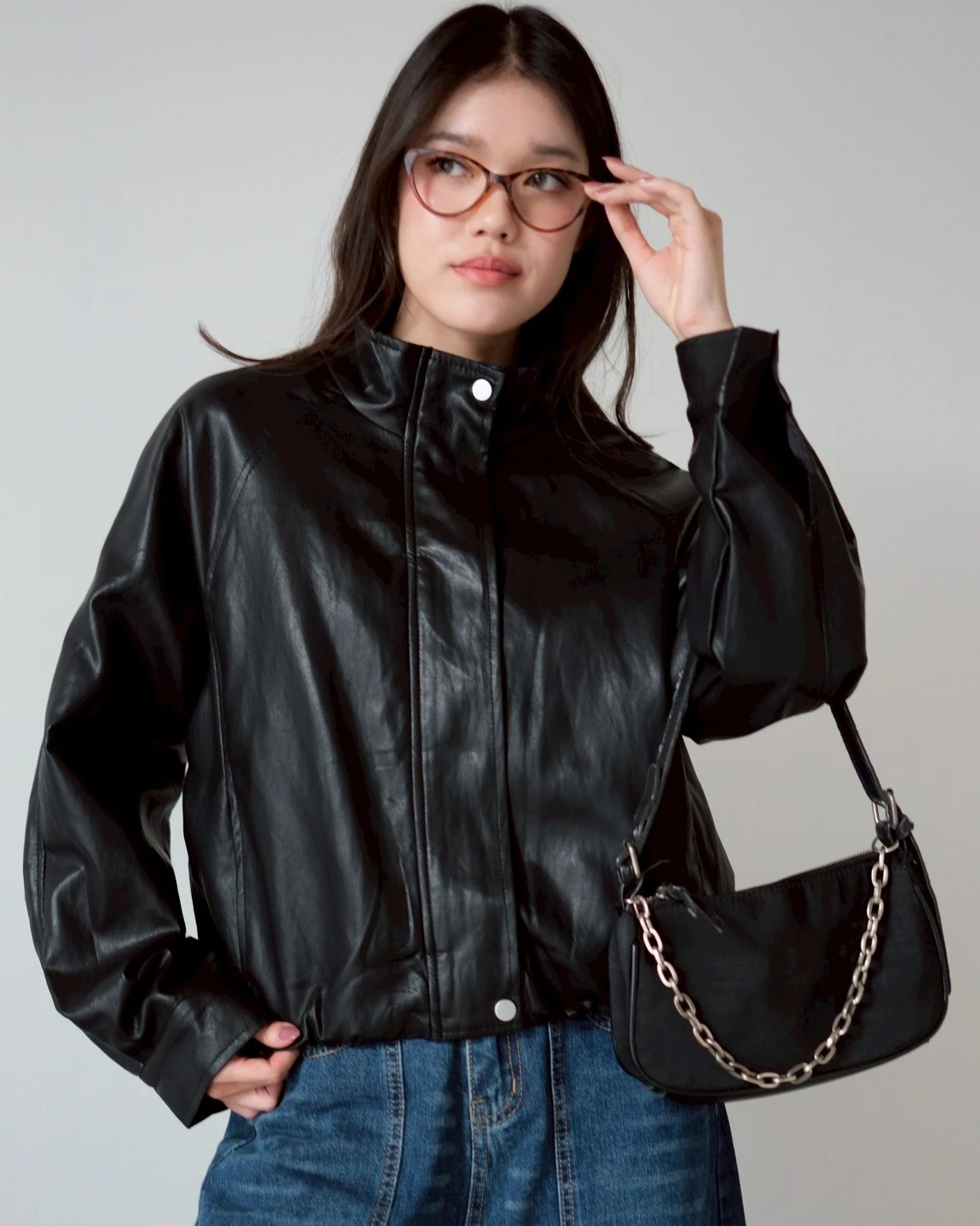 Jovelia Leather Jacket Kode 8680 Black