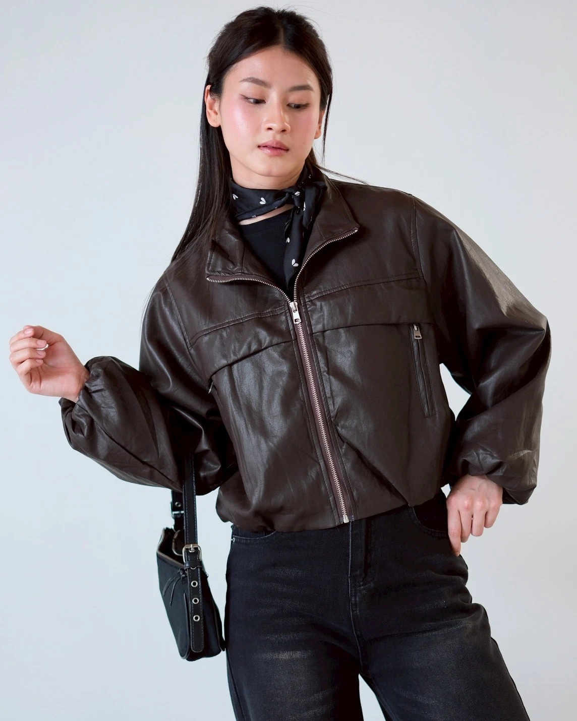 Alternative view of Orlena Leather Jacket Kode 8663 Coffee