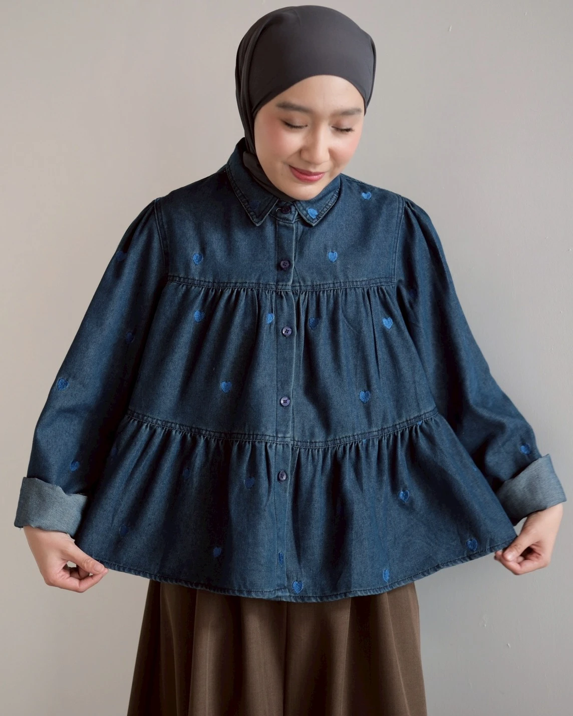 Xilena Denim Shirt Kode 188M Dark Blue
