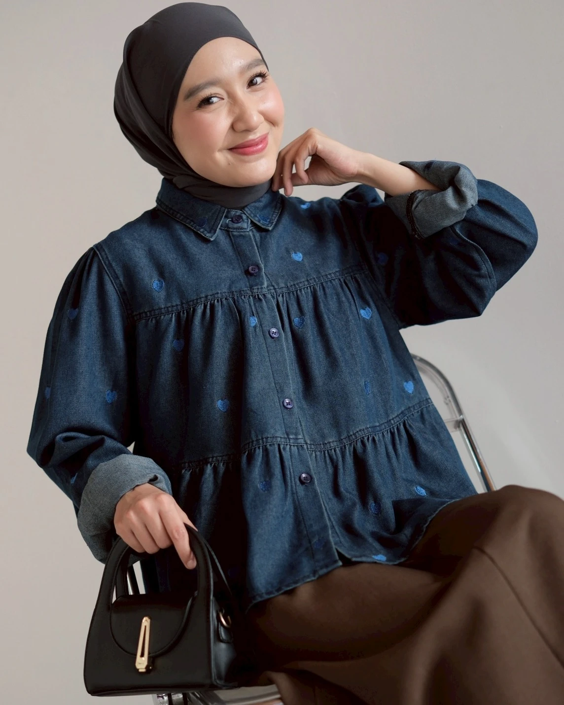 Xilena Denim Shirt Kode 188M Dark Blue - Image 2