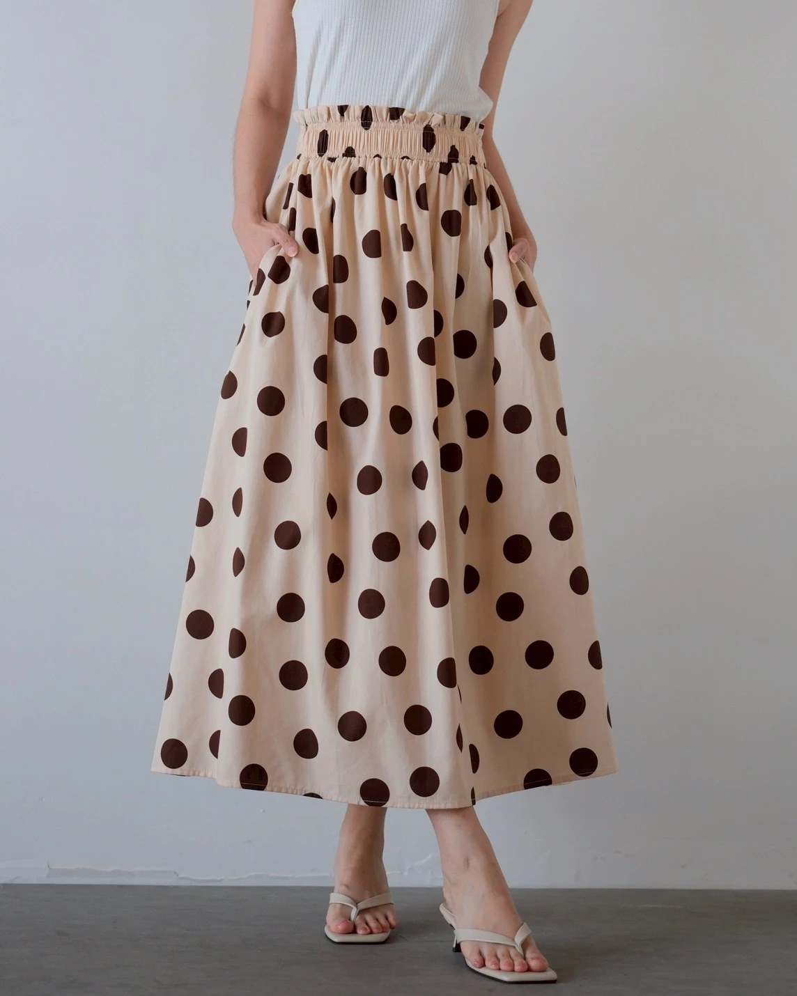 Balena Polka Skirt Cream-Coffee