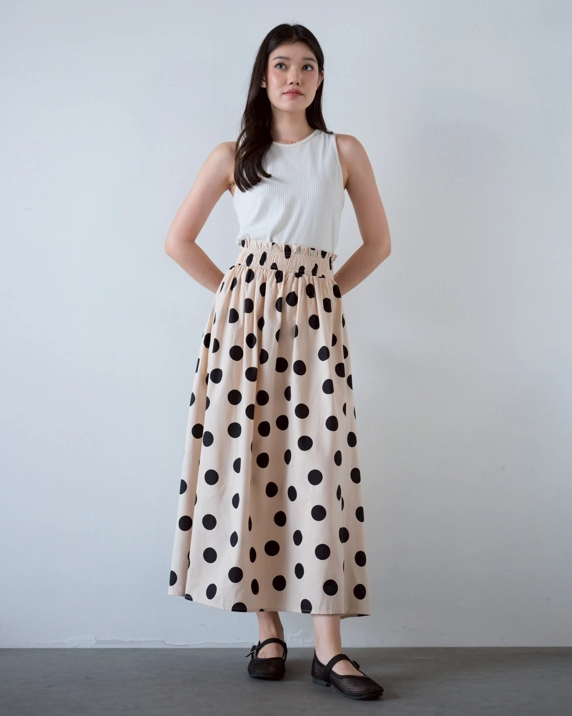 Balena Polka Skirt Cream-Black - Image 3