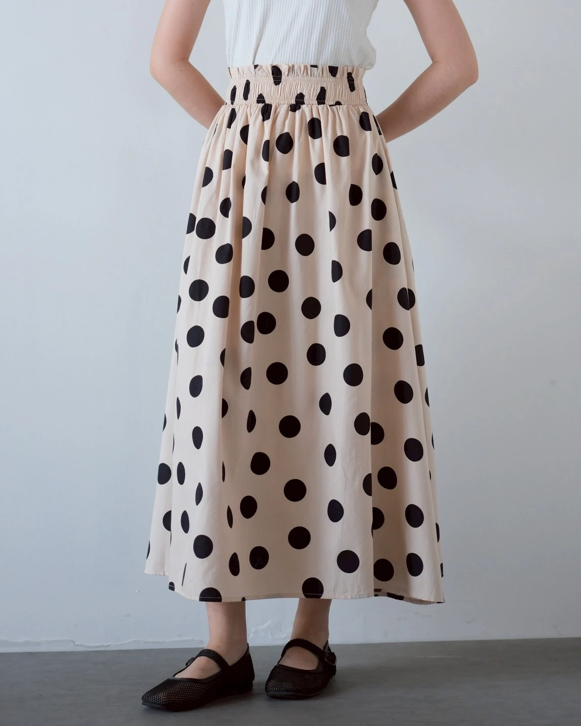 Alternative view of Balena Polka Skirt Cream-Black
