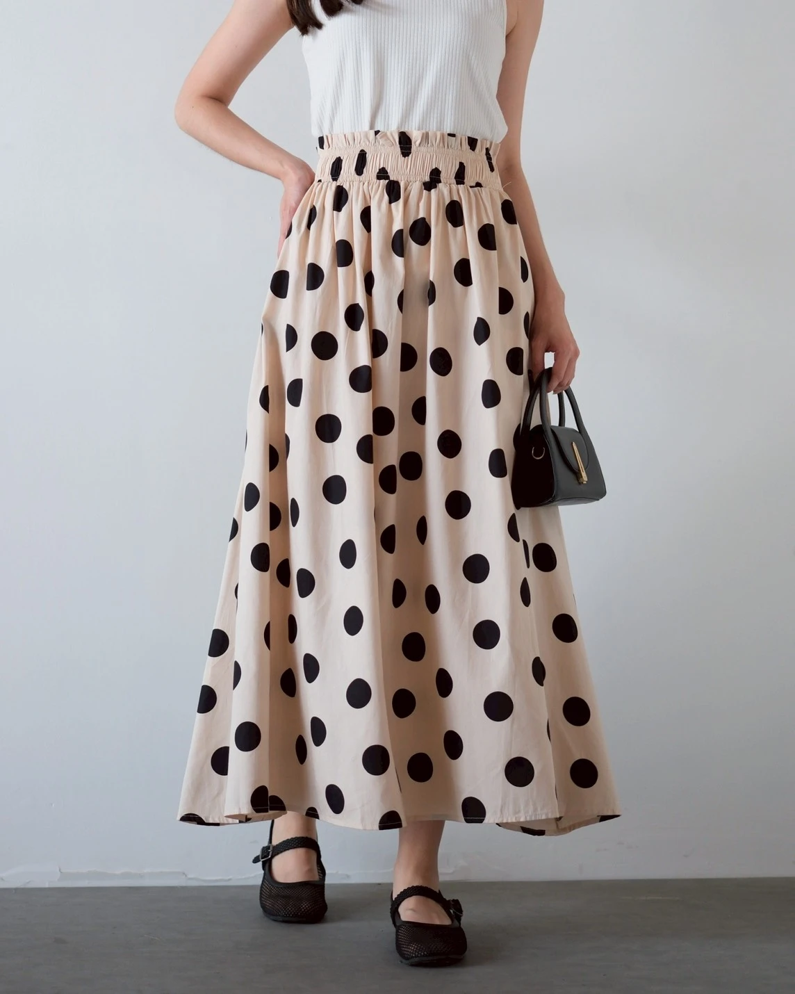 Balena Polka Skirt Cream-Black