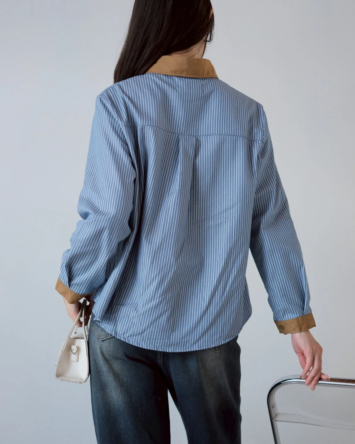 Fayra Stripe Shirt Brown - Image 3