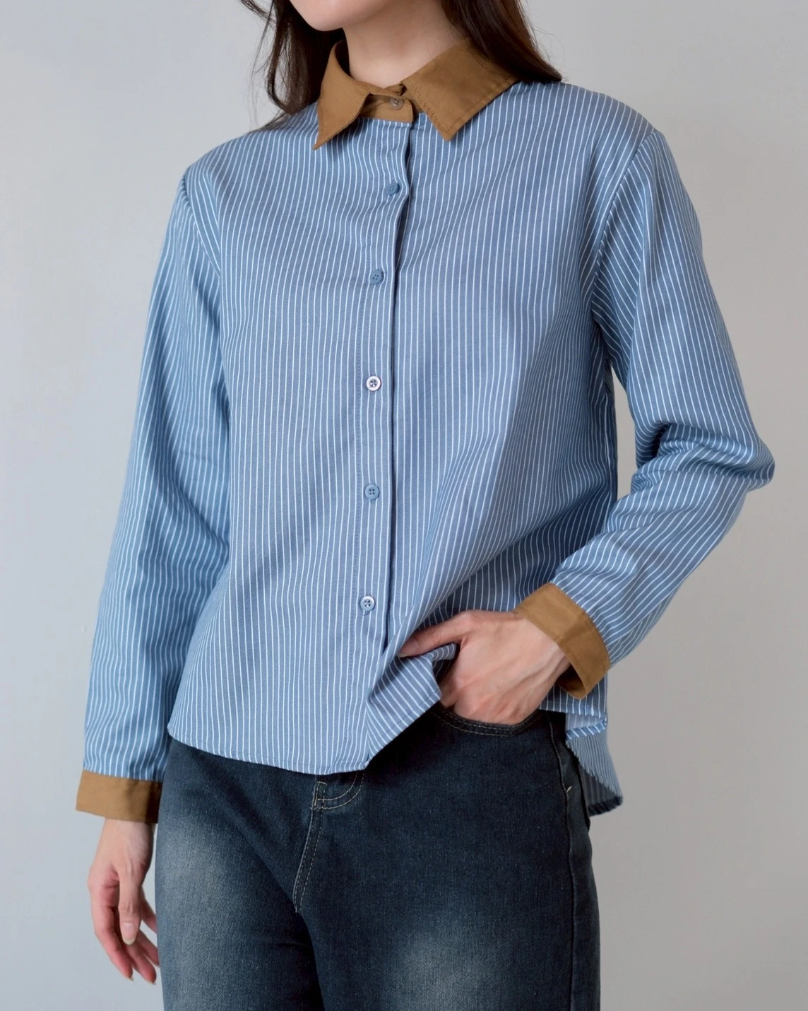 Fayra Stripe Shirt Brown