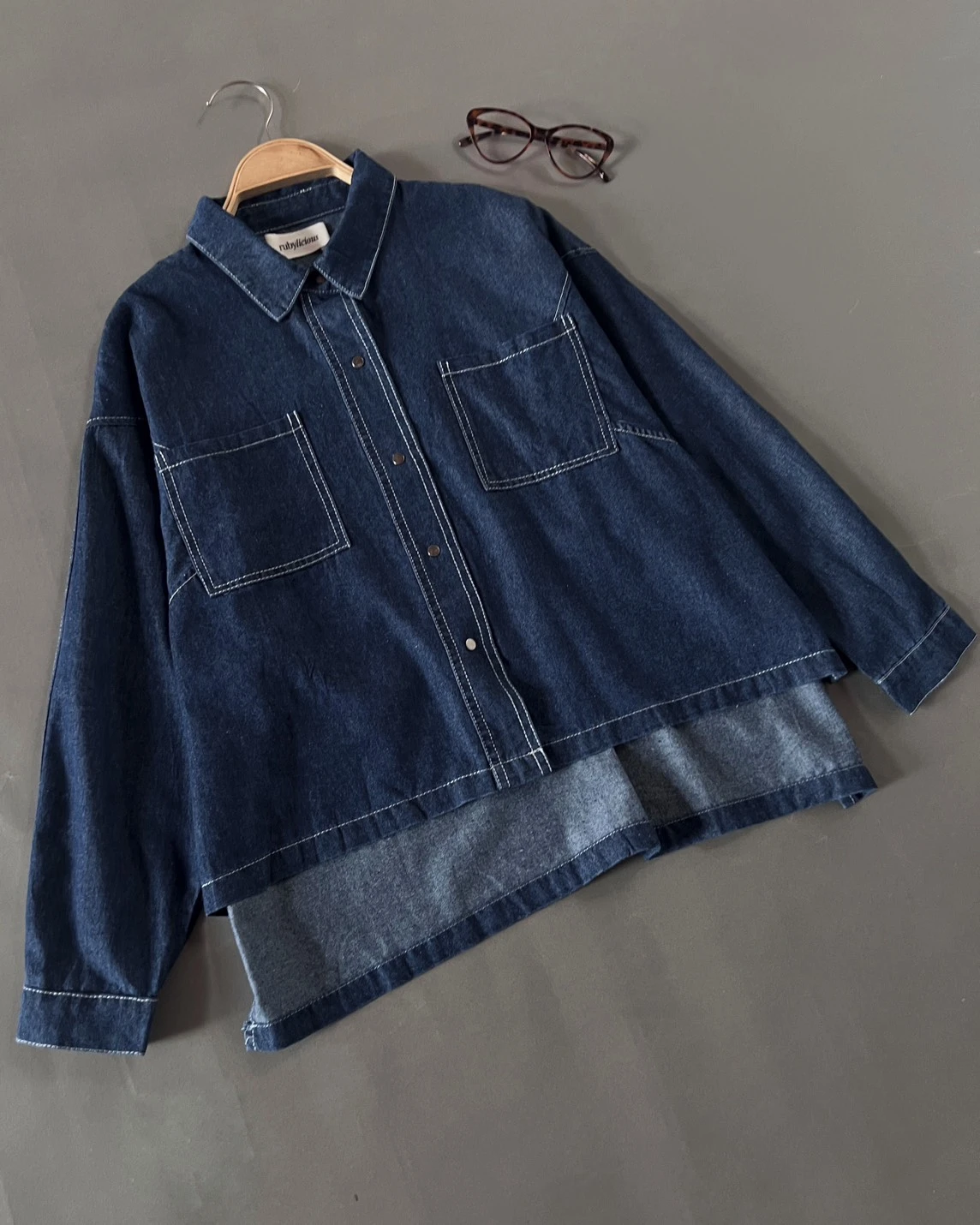 Alternative view of Umaiza Denim Shirt Dark Blue