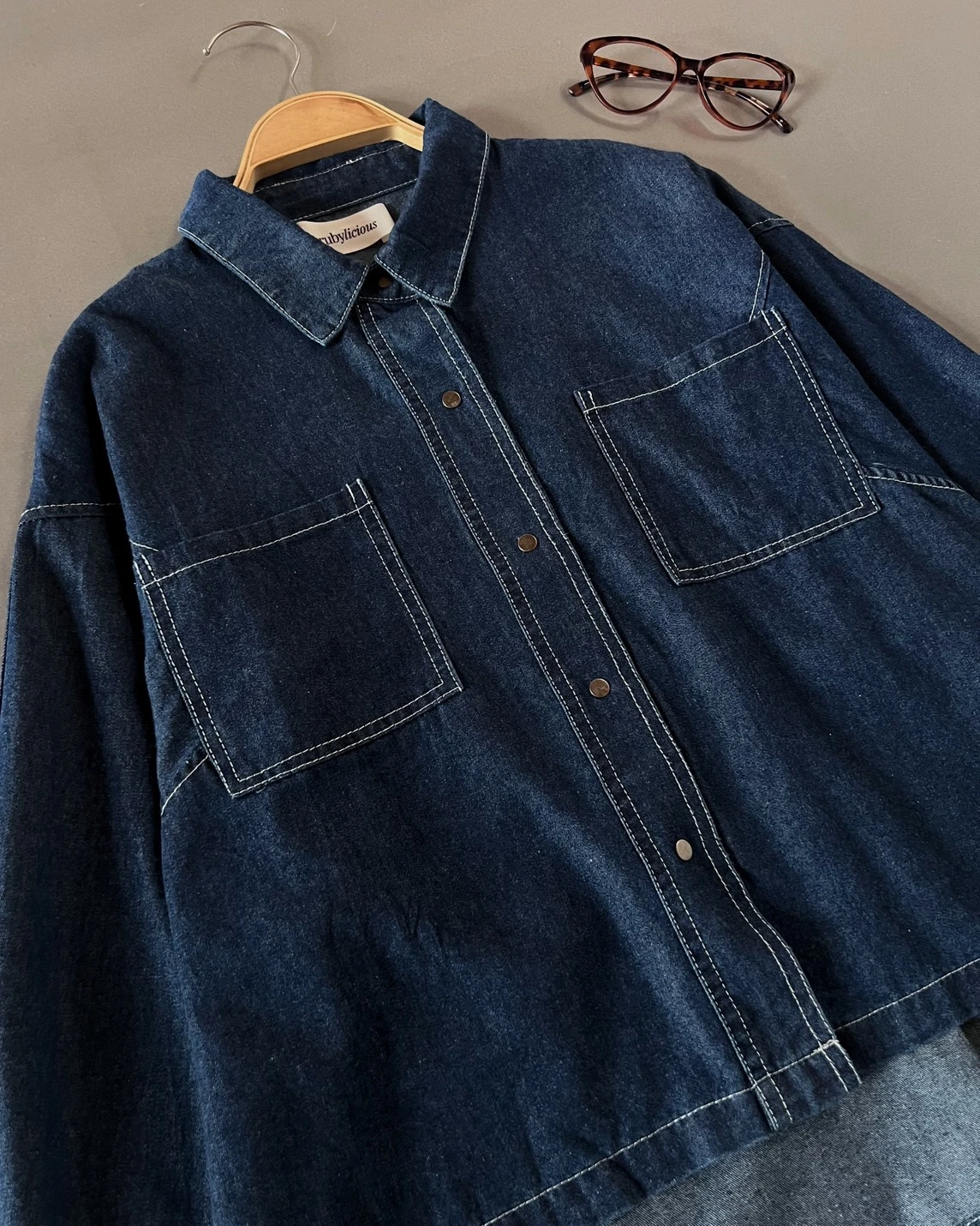 Umaiza Denim Shirt Dark Blue