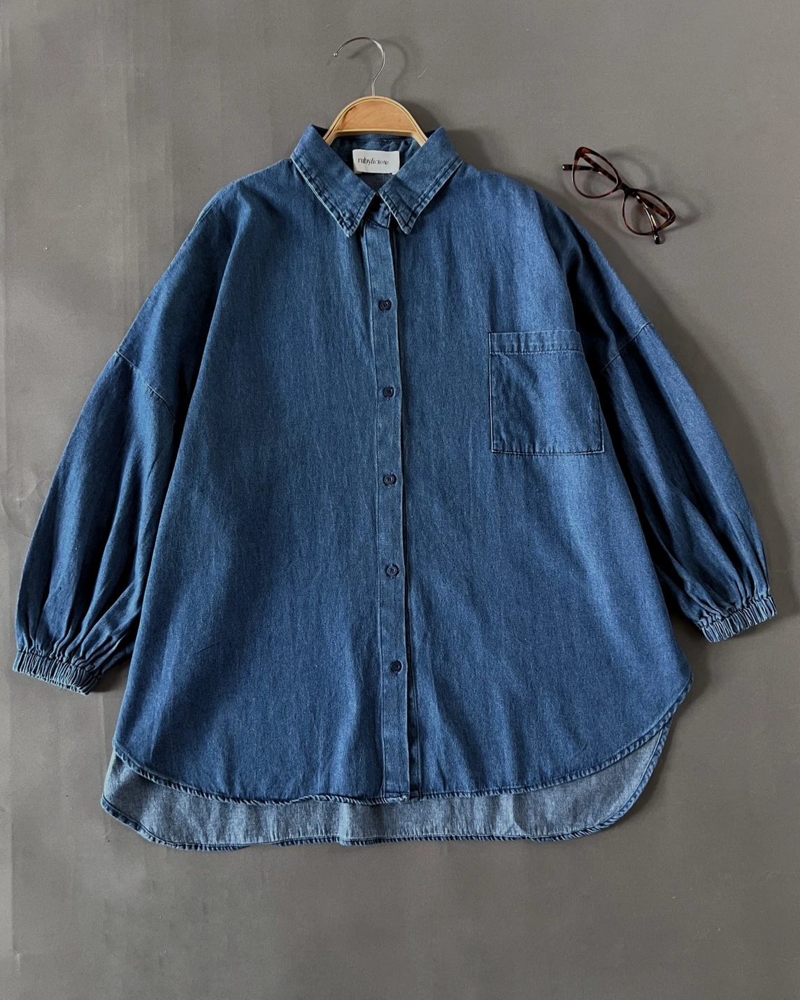 Alternative view of Veya Denim Shirt Medium Blue