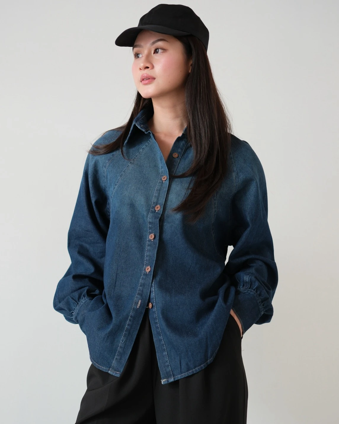 Bravie Denim Shirt Kode 199M Dark Blue