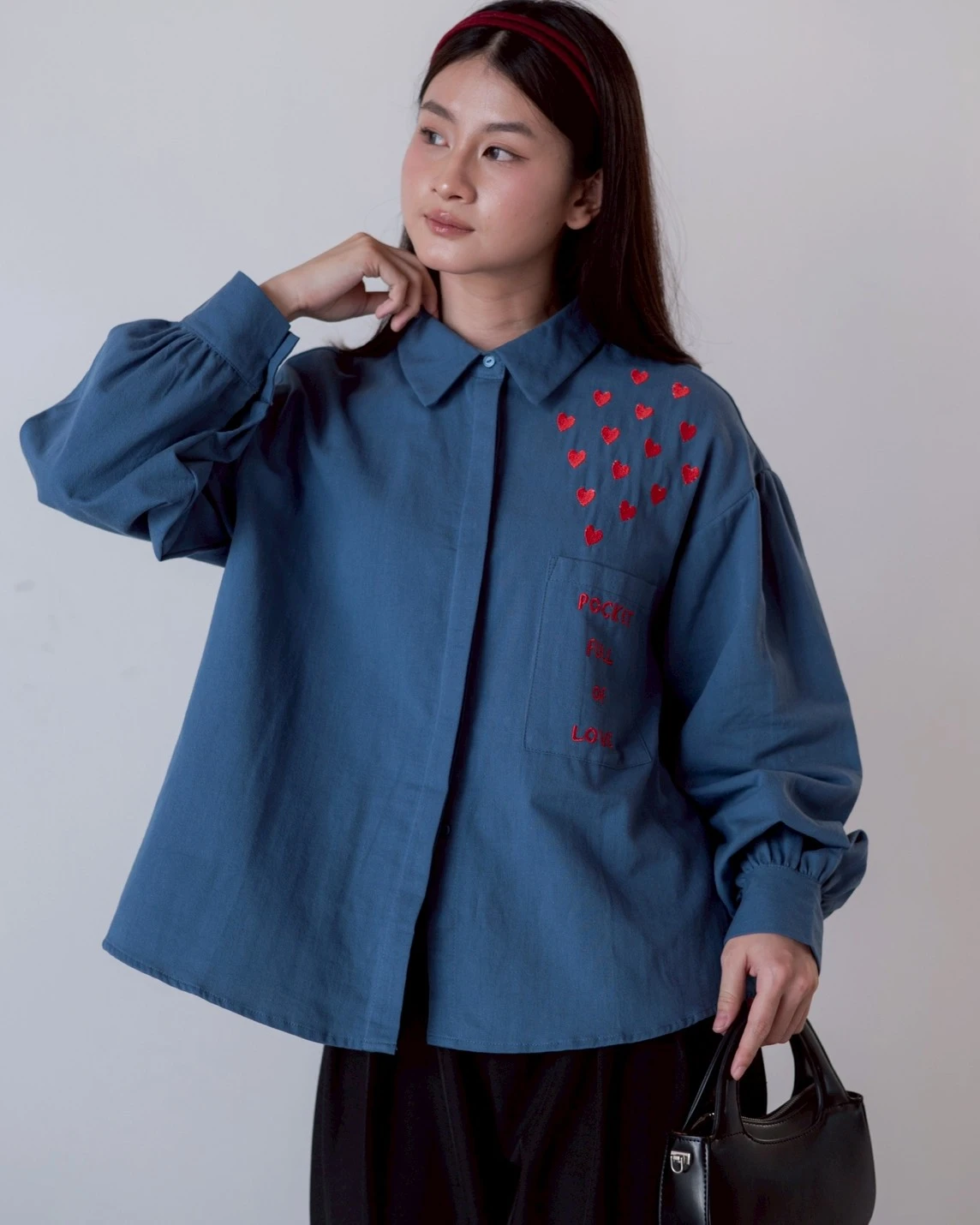 Amour Shirt Kode 80149 Blue Denim