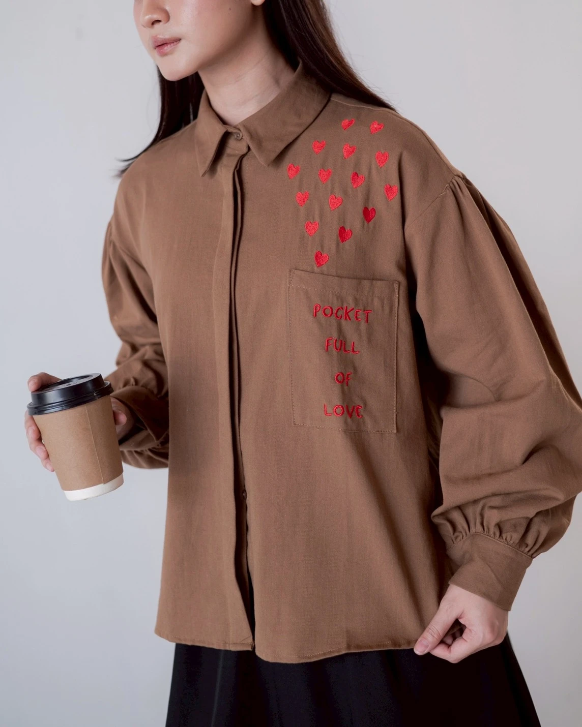 Amour Shirt Kode 80149 Brown - Image 3