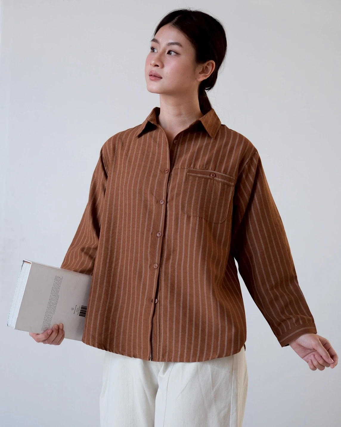 Cliona Stripe Shirt Kode N856-3 Brown