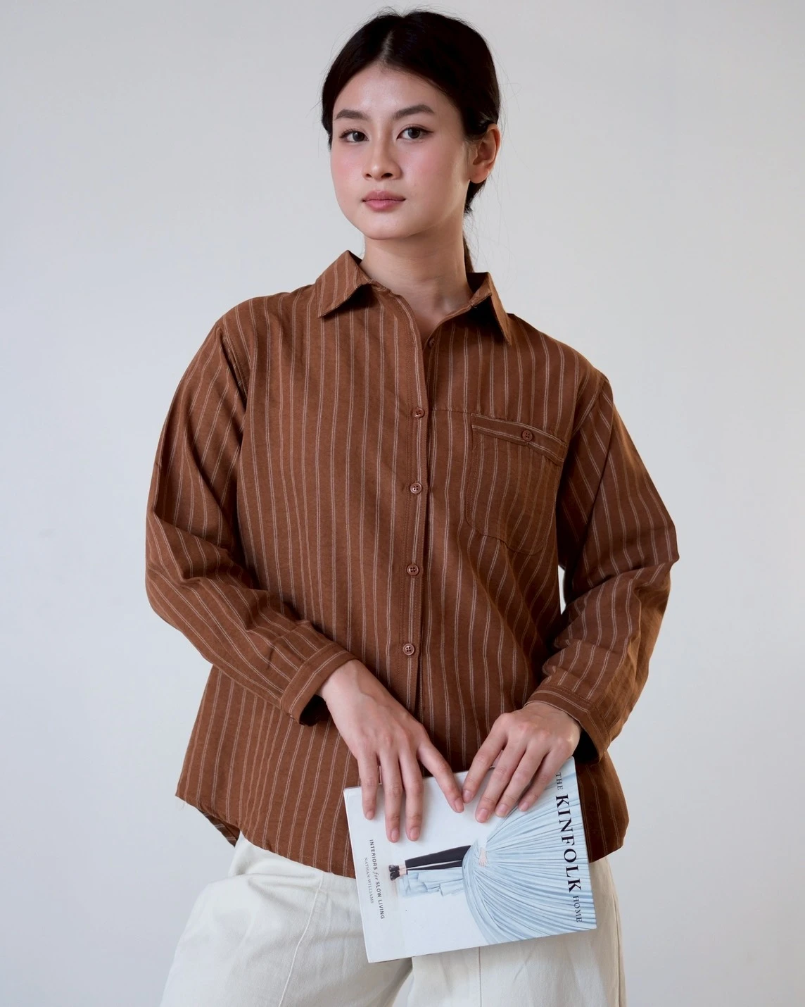 Alternative view of Cliona Stripe Shirt Kode N856-3 Brown