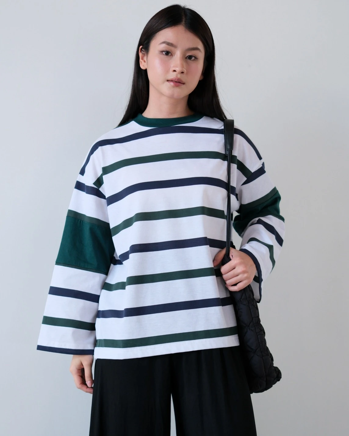 Dion Stripe Longsleeve Bw-Navy-Green