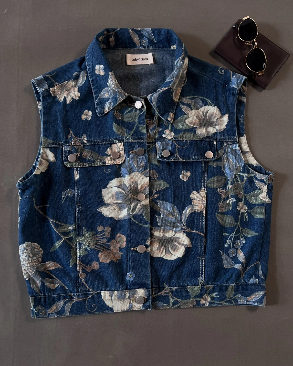 Floral Denim Vest Kode 681N Kode C