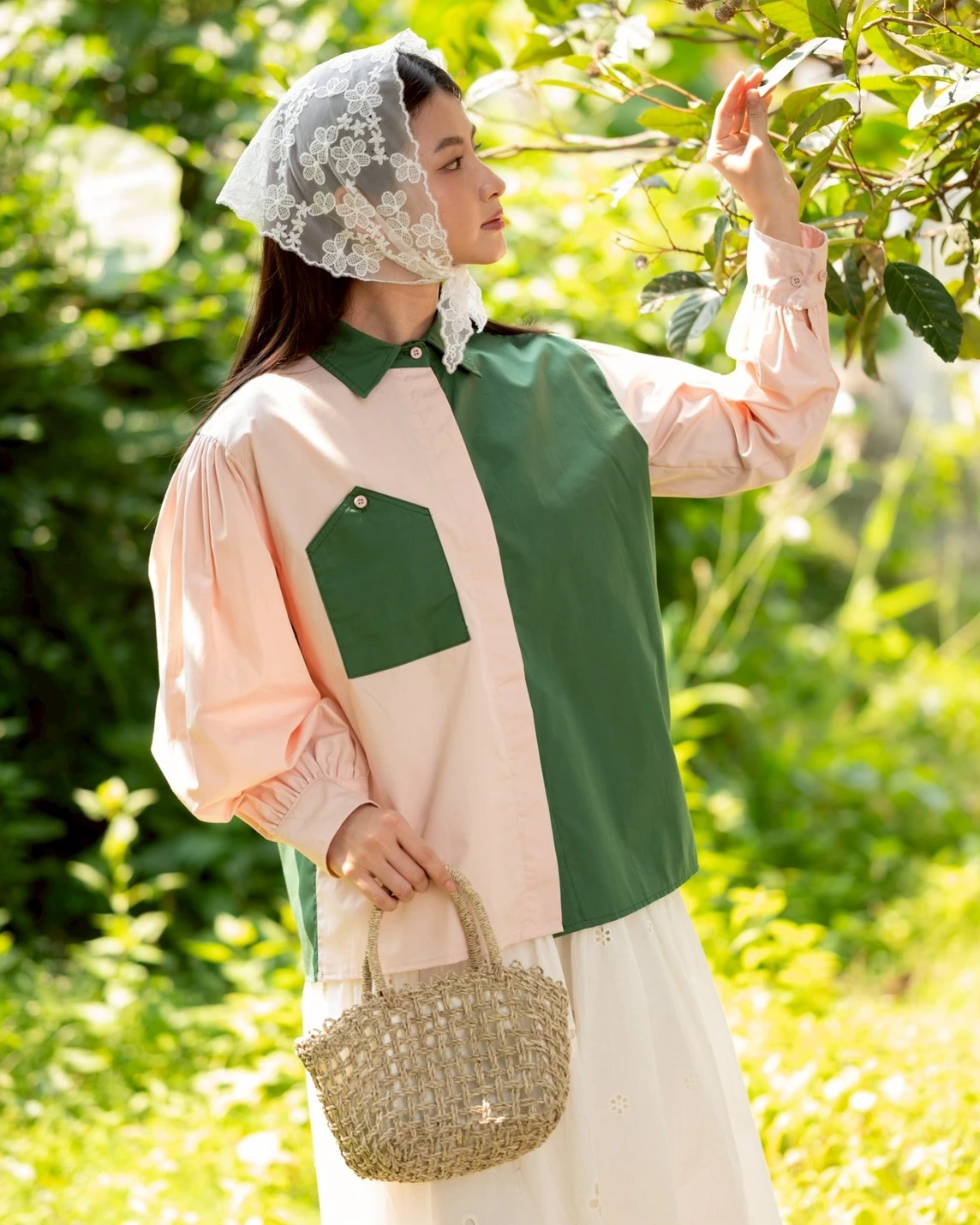 Houshi Shirt Dusty Pink-Green