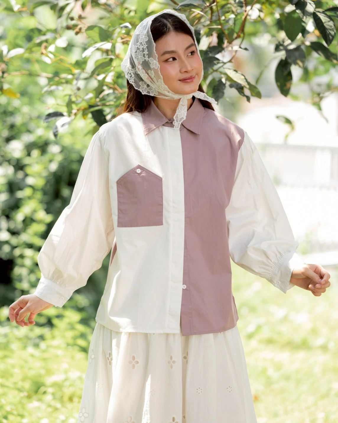 Houshi Shirt Broken White-Dusk Mauve