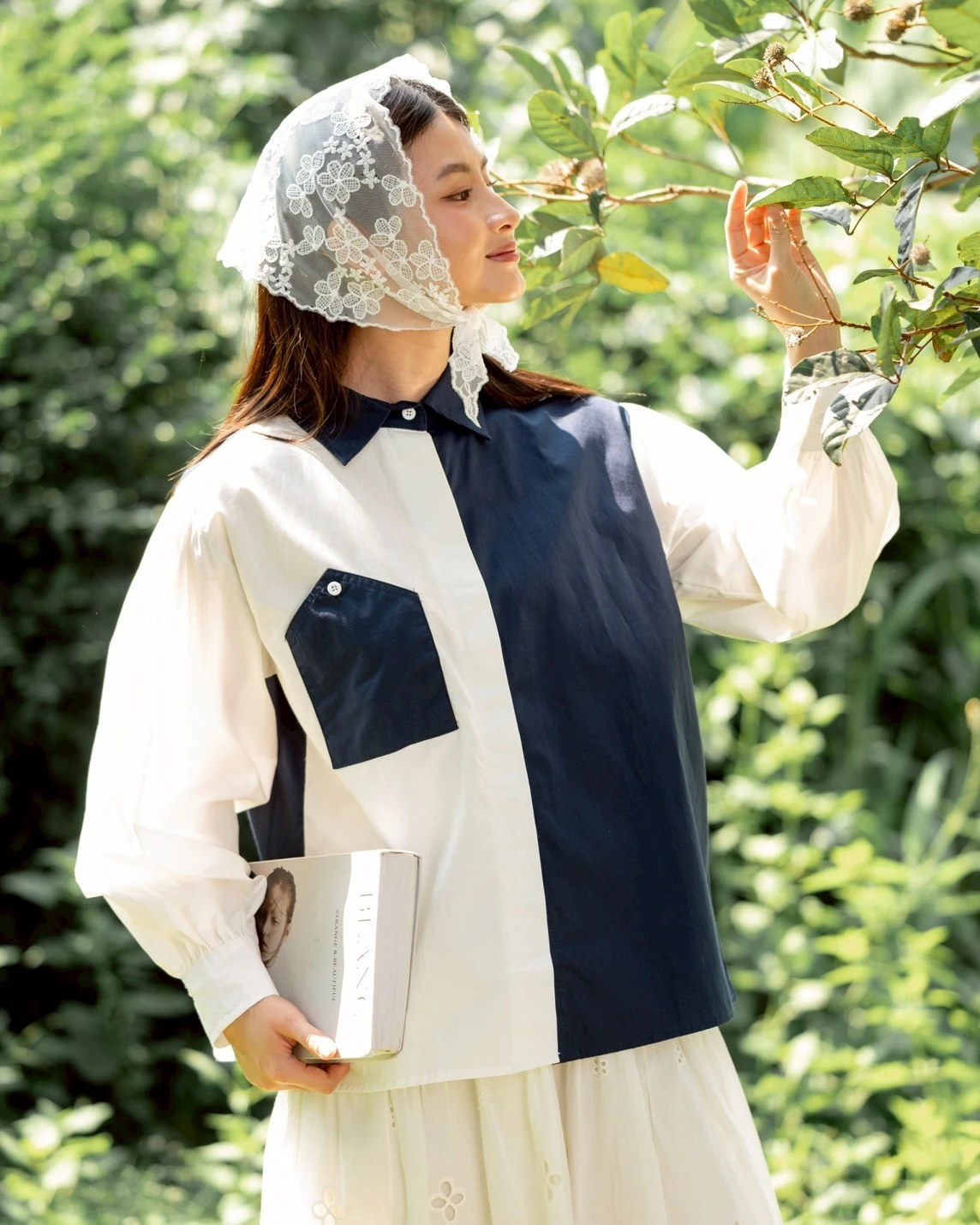 Houshi Shirt Broken White-Navy