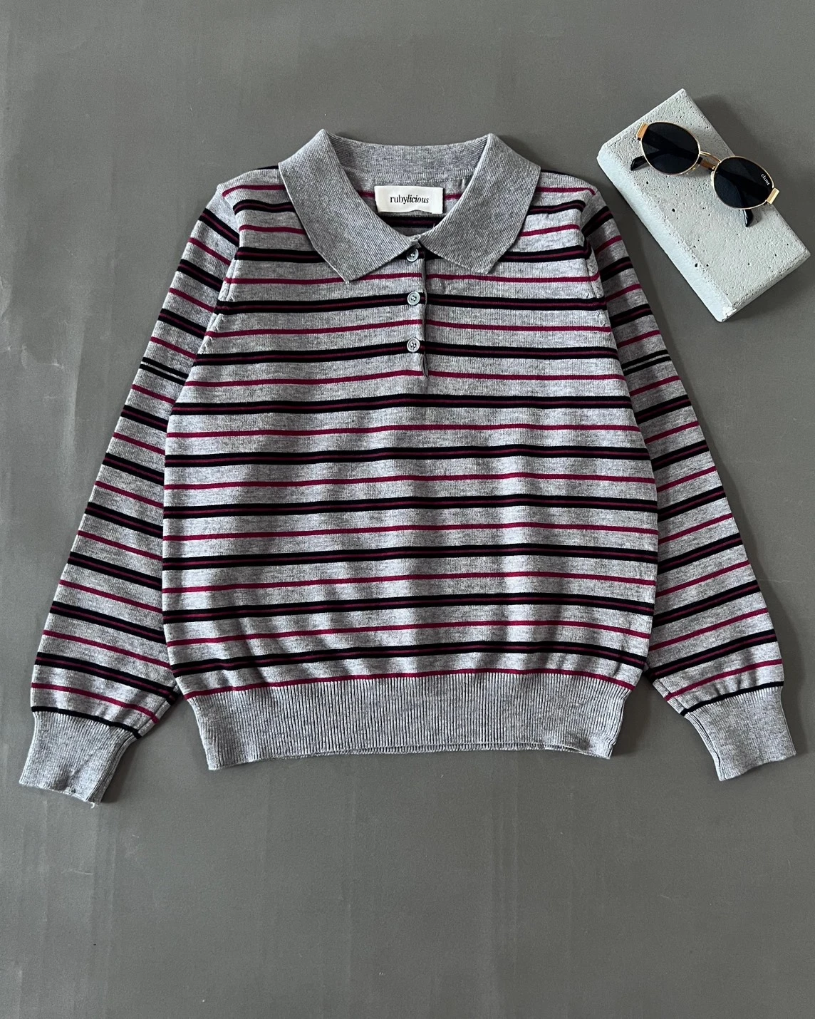 Alternative view of Hulda Stripe Longsleeve Kode 666N Grey