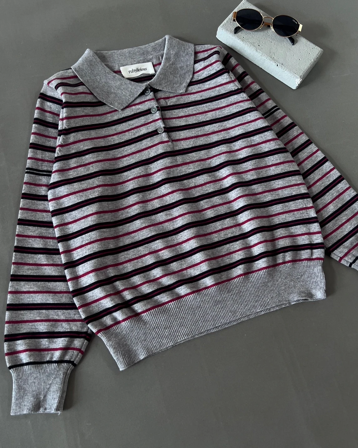 Hulda Stripe Longsleeve Kode 666N Grey