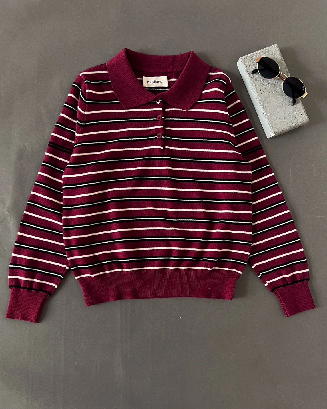 Hulda Stripe Longsleeve Kode 666N Maroon