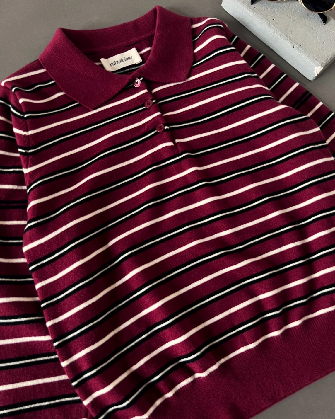 Alternative view of Hulda Stripe Longsleeve Kode 666N Maroon