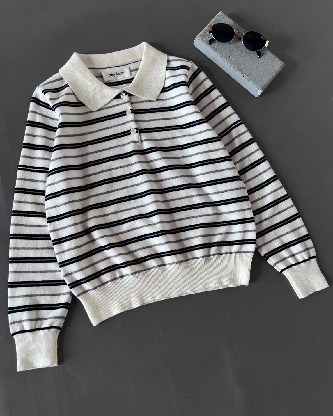 Hulda Stripe Longsleeve Kode 666N Broken White