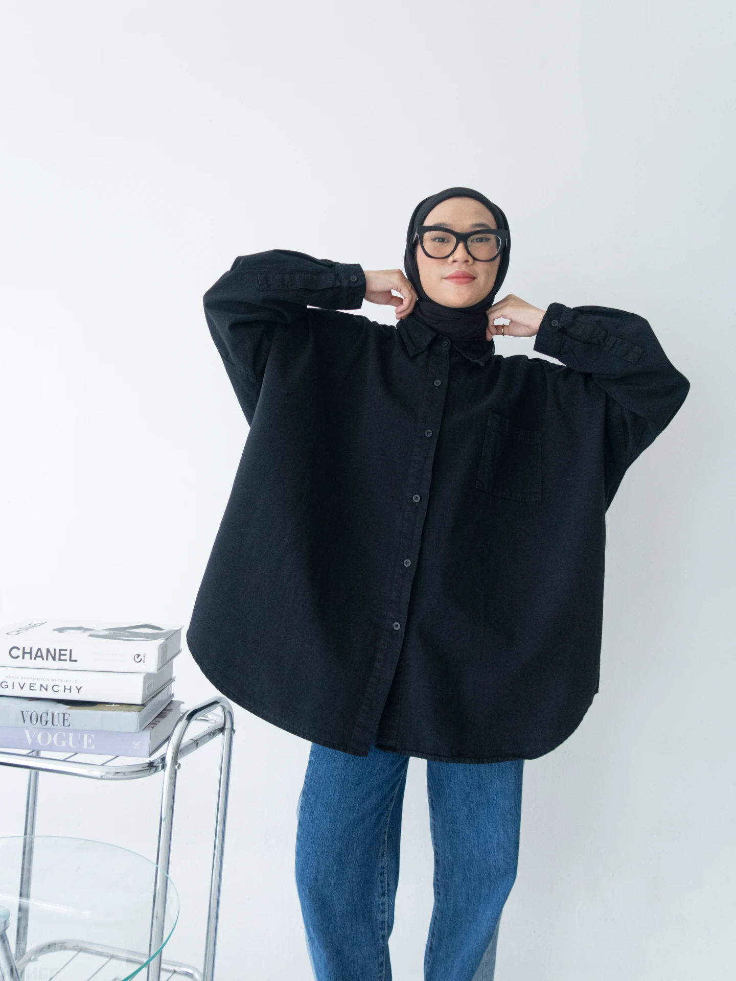 Dagestan Colour Oversized Shirt Black